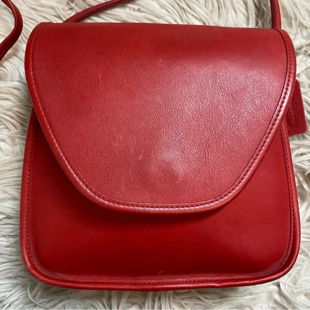 Authentic Vintage Coach Red Lindsay Crossbody